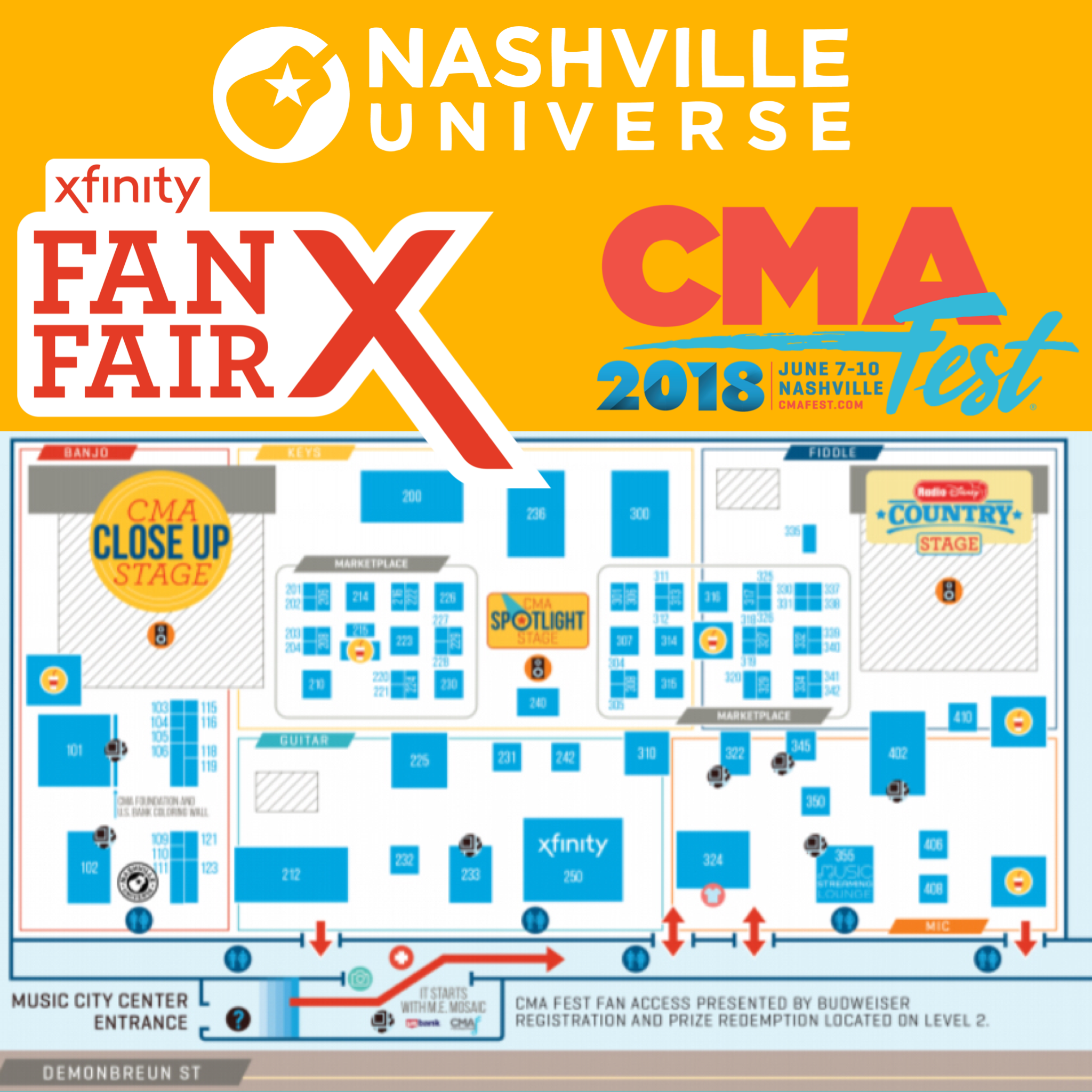 Nashville Universe CMA Fan Fair X Map Nashville Universe
